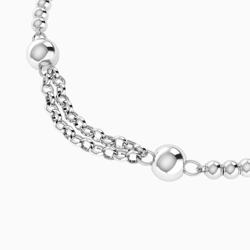 Waves by L'azurde Small Beads Chain Bracelet In Silver - Image 4